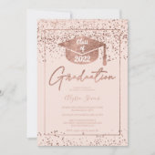 Invitation Rose or confetti blush rose script graduation (Devant)