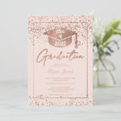 Invitation Rose or confetti blush rose script graduation (Debout devant)