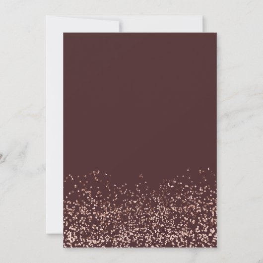 Invitation Rose or confetti burgundy script couples douche (Dos)
