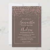 Invitation Rose or confetti café typographie mariage (Devant)