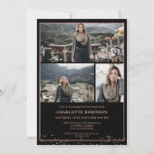 Invitation Rose or confetti frontière script photo graduation (Dos)