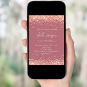 Invitation Rose or confetti luxe anniversaire