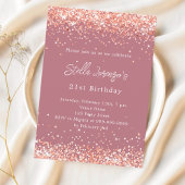 Invitation Rose or confetti luxe anniversaire