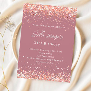 Invitation Rose or confetti luxe anniversaire