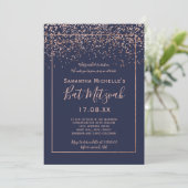 Invitation Rose or confetti marine bleu script bat mitzvah (Debout devant)