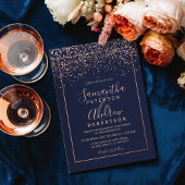 Invitation Rose or confetti marine bleu typographie mariage