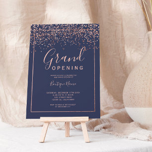 Invitation Rose or confetti marine typographie ouverture