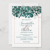 Invitation Rose or confetti vert chic floral photo mariage (Devant)