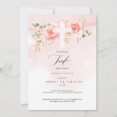 Invitation Rose & Or Einladung zur Taufe mit Rosen (Devant)