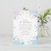 Invitation Rose or et bleu Aquarelle Mariage   (Debout devant)