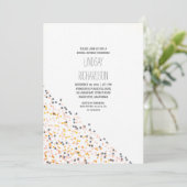 Invitation rose or et confetti marine (Debout devant)