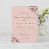 Invitation Rose or et huile rose Floral Rose Mariage (Debout devant)