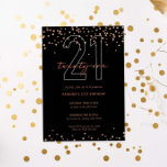 Invitation Rose or et parties scintillant noire scintillent 2<br><div class="desc">Cette magnifique 21ème invitation présente des disques brillants or rose sur arrière - plan noir. Pour une personnalisation plus avancée de cette conception, par exemple la modification de la disposition, de la police ou de la taille du texte, cliquez sur le bouton "PERSONNALISER" ci-dessus. Veuillez me contacter pour toute question...</div>