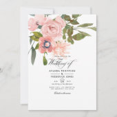 Invitation Rose or et rose pâle Mariage floral (Devant)
