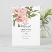 Invitation Rose or et rose pâle Mariage floral (Debout devant)