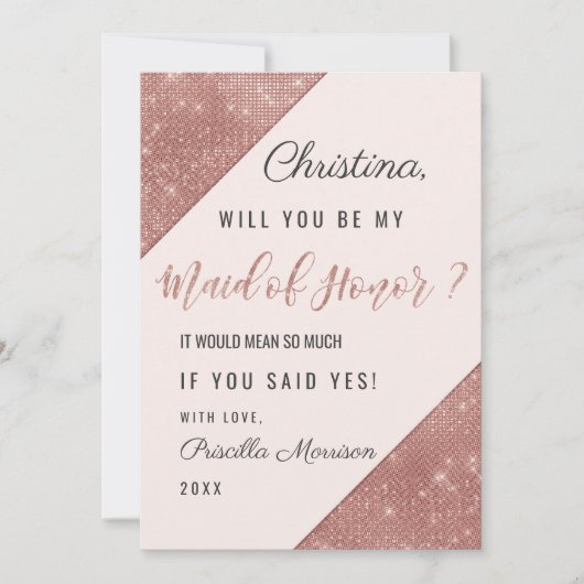 Invitation Rose or étincelant Parties scintillant Sequin Mai (Devant)