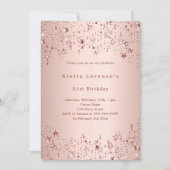 Invitation Rose or étoiles photo collage anniversaire (Devant)