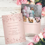 Invitation Rose or étoiles photo collage anniversaire<br><div class="desc">Élever toute célébration d'anniversaire avec notre Rose Gold Starry Birthday Invitations, parfait pour les filles, les adolescents et les femmes adultes. Qu'il s'agisse d'un doux 16, d'un jalon 30 ou d'un âge particulier, ces invitations ajoutent une touche d'élégance et de magie à votre événement. Design or Rose exceptionnel : Chaque...</div>