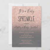 Invitation Rose or faux parties scintillant gris ombre bébé s (Devant)