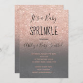 Invitation Rose or faux parties scintillant gris ombre bébé s (Devant / Derrière)
