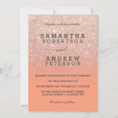Invitation Rose or faux parties scintillant peach ombre maria (Devant)