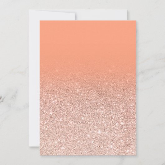 Invitation Rose or faux parties scintillant peach ombre maria (Dos)