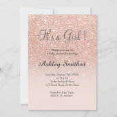 Invitation Rose or faux parties scintillant rose fille baby s (Devant)
