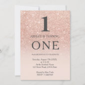 Invitation Rose or faux parties scintillant rose ombre 1st an (Devant)