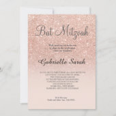 Invitation Rose or faux parties scintillant rose ombre Bat mi (Devant)