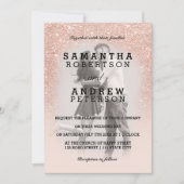 Invitation Rose or faux parties scintillant rose ombre photo (Devant)