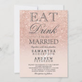 Invitation Rose or faux parties scintillant rose ombre script (Devant)