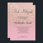 Invitation Rose or faux parties scintillant rose pâle Bat mit<br><div class="desc">Une parties scintillant d'or rose fictif,  moderne,  original et simple,  à l'ombre d'une invitation Bat mitzvah sur une couleur rose pâle entièrement personnalisable arrière - plan</div>