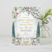 Invitation Rose Or Fée Enchantée Garden Sweet 16 (Debout devant)