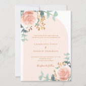 Invitation Rose or fleurie  arche mariage (Devant)