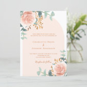 Invitation Rose or fleurie  arche mariage (Debout devant)