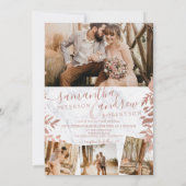 Invitation Rose or floral marbre script 5 photos mariage (Dos)