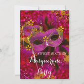 Invitation Rose Or Floral Masquerade Sweet 16 Party (Devant)