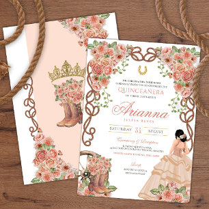 Invitation Rose or Floral Ouest Charra Quinceañera