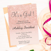 Invitation Rose or glam parties scintillant rose ombre fille 