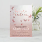 Invitation Rose or glittery ombre charmante papillon invit (Debout devant)