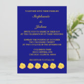 Invitation Rose or jaune or bleu marine Mariage floral (Debout devant)