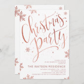 Invitation Rose or manuscrit calligraphie Noël fête (Devant / Derrière)