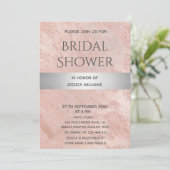 Invitation Rose or marbre argent rayé nuptiale douche (Debout devant)