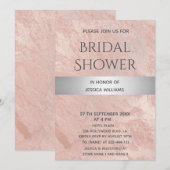 Invitation Rose or marbre argent rayé nuptiale douche (Devant / Derrière)
