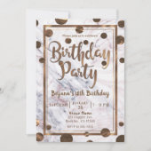 Invitation Rose or marbre bronze cuivre fête d'anniversaire (Devant)