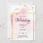 Invitation ROSE OR MARIAGE Encre d'alcool Abstraite (Devant)