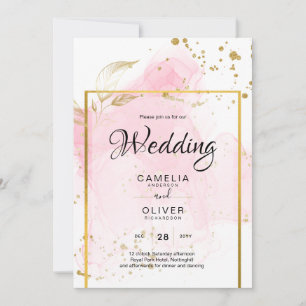Invitation ROSE OR MARIAGE Encre d'alcool Abstraite