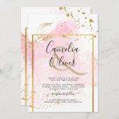 Invitation ROSE OR MARIAGE Encre d'alcool Abstraite (Devant / Derrière)
