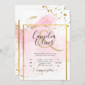 Invitation ROSE OR MARIAGE Encre d'alcool Abstraite (Devant / Derrière)