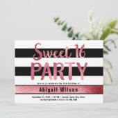Invitation Rose or noir blanc sweet sixteen anniversaire (Debout devant)